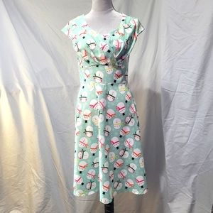 NWOT Cute Snowman Holiday Christmas Winter Short Sleeve Swing Dress
